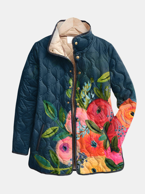 Amaya | Vintage-Blumenmuster-Steppjacke