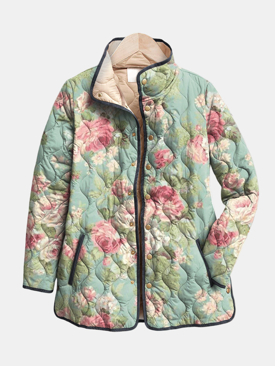 Carys | Retro Blumenmuster Steppjacke