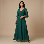 Lucía - Chiffonkleid mit V-Ausschnitt