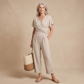 Claudia | V-Ausschnitt Weitbeiniger Jumpsuit