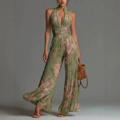 Sofia - Gefalteter Floral-Chiffon-Jumpsuit
