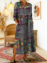 Manuela | Denim-Kleid mit ethnischen Patchwork-Details