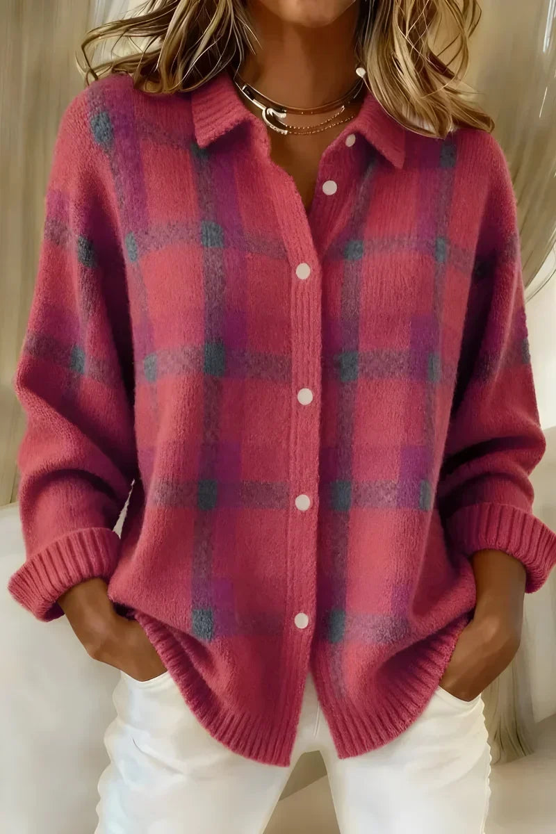 Ashley™ | Klassischer karierter Cardigan mit Kragen