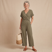 Claudia | V-Ausschnitt Weitbeiniger Jumpsuit