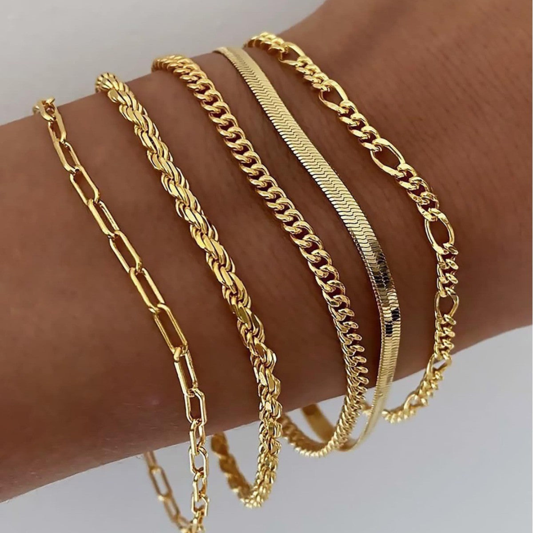 Ellen | Goldenes Armband-Set