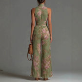 Sofia - Gefalteter Floral-Chiffon-Jumpsuit