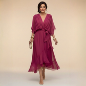MARTA™ | CHIFFONKLEID MIT V-AUSSCHNITT