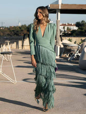 Fransenkleid Salbei