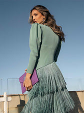 Fransenkleid Salbei