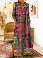 Manuela | Denim-Kleid mit ethnischen Patchwork-Details