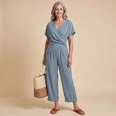 Claudia | V-Ausschnitt Weitbeiniger Jumpsuit
