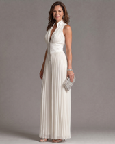 Zakira | Plissierter Neckholder-Jumpsuit mit weitem Bein