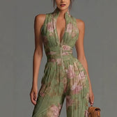 Sofia - Gefalteter Floral-Chiffon-Jumpsuit