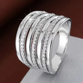 One | Minimalistischer Multi-Layer Damenring mit funkelnden Zirkonia