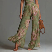 Sofia - Gefalteter Floral-Chiffon-Jumpsuit