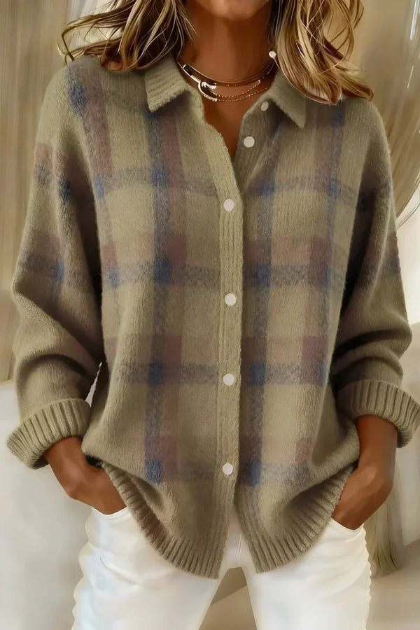 Taylor™ | Gemütlicher karierter Strickcardigan