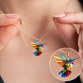Schöne Kolibri-Halskette mit Bonus-Ohrringen