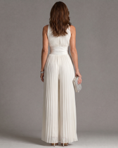 Zakira | Plissierter Neckholder-Jumpsuit mit weitem Bein