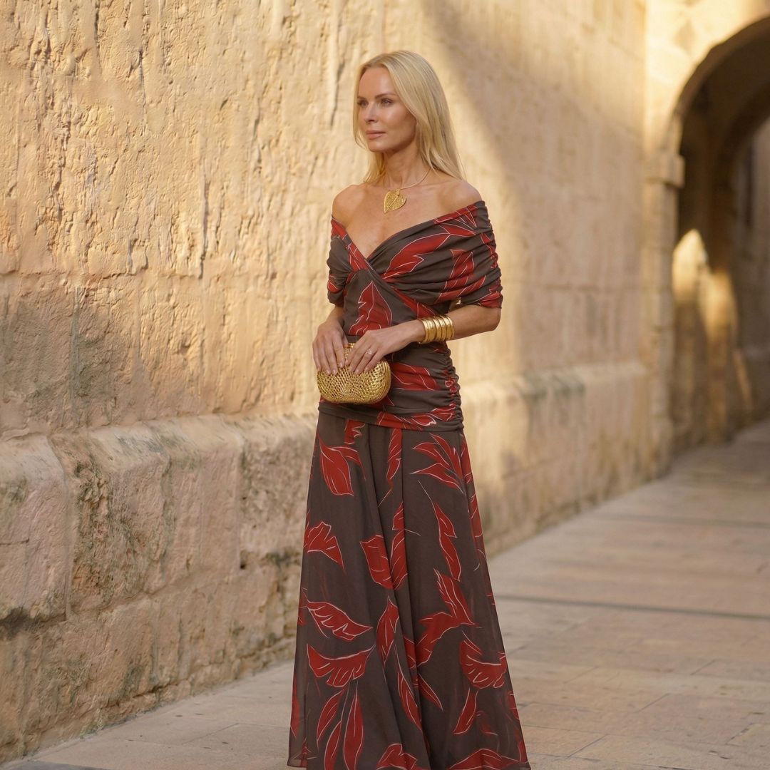 Mohnblume | Elegantes Kleid mit Blättern