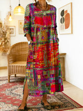 Manuela | Denim-Kleid mit ethnischen Patchwork-Details