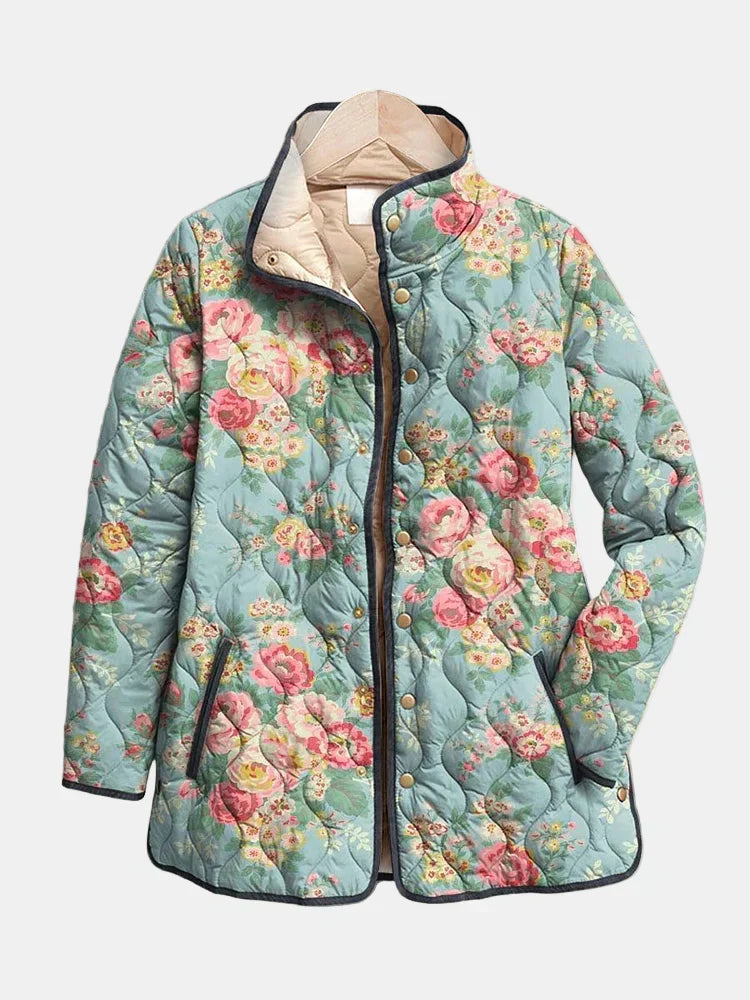 Elara | Gequiltete Blumenmusterjacke