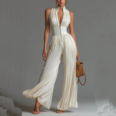 Sofia - Gefalteter Floral-Chiffon-Jumpsuit