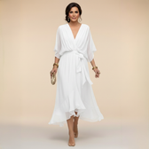 MARTA™ | CHIFFONKLEID MIT V-AUSSCHNITT