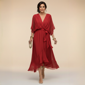 MARTA™ | CHIFFONKLEID MIT V-AUSSCHNITT