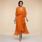 MARTA™ | CHIFFONKLEID MIT V-AUSSCHNITT