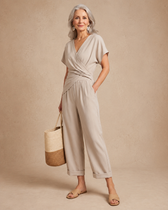 Claudia | V-Ausschnitt Weitbeiniger Jumpsuit