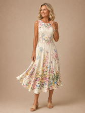 Paige | Ärmelloses Blumenkleid Midi