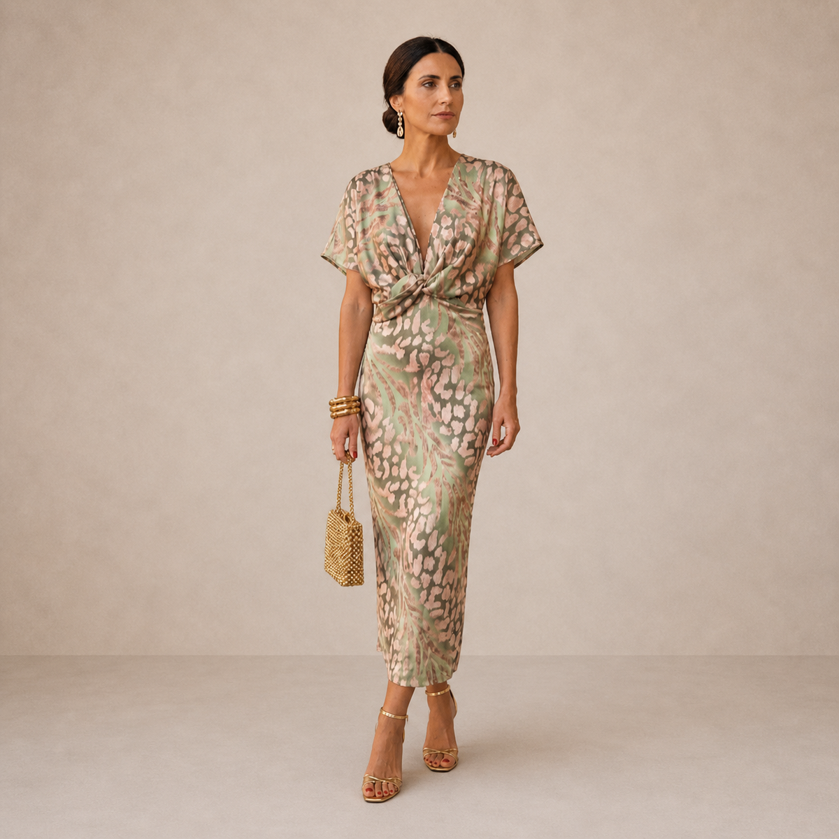 Kupfer Midi-Kleid | Damen Sommerkleid