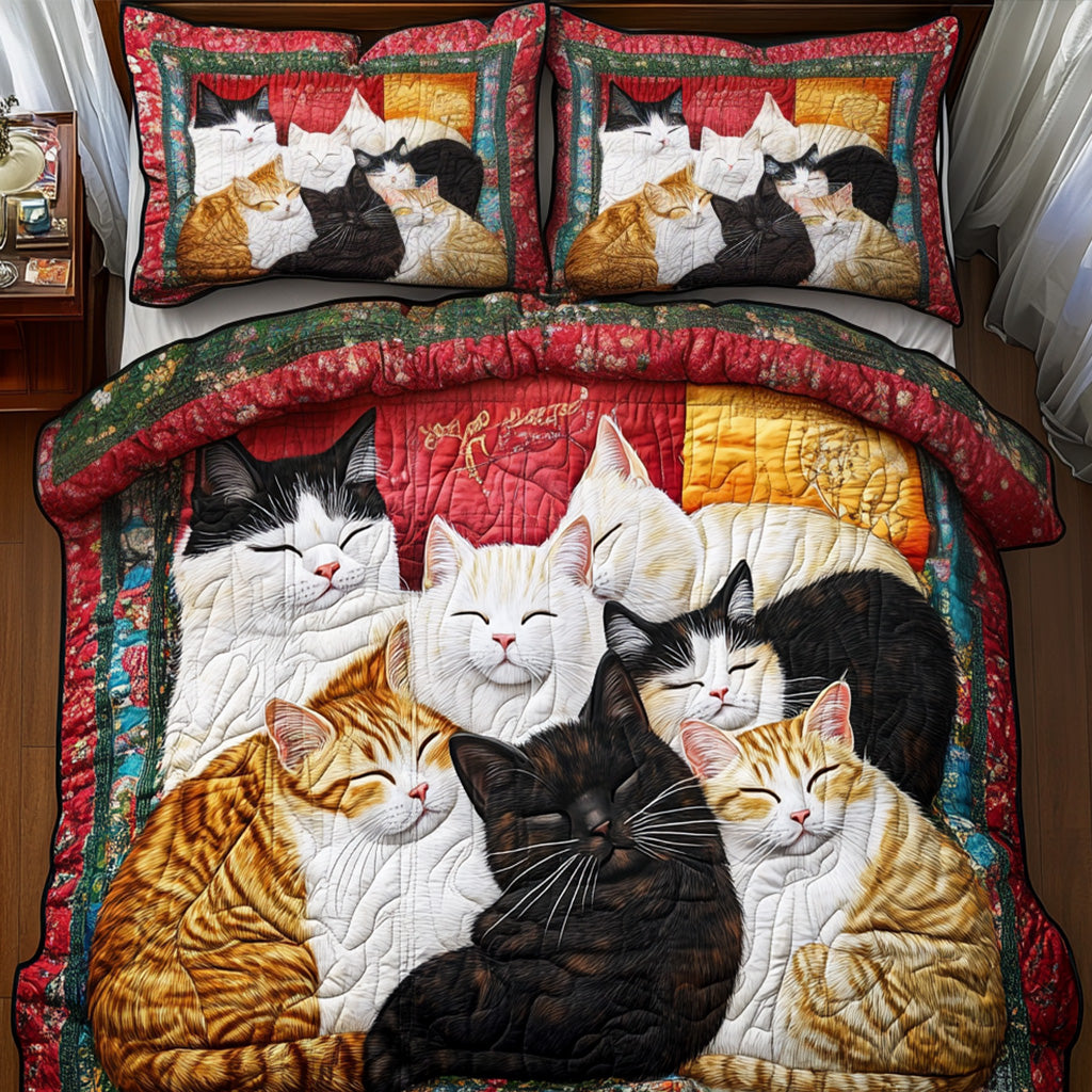 Gemütliche Katzen | 3-teiliges Tagesdecken-Set