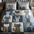 Patchwork-Katzenparadies | 3-teiliges Tagesdecken-Set