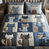 Patchwork-Katzenparadies | 3-teiliges Tagesdecken-Set