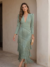 Fransenkleid Salbei