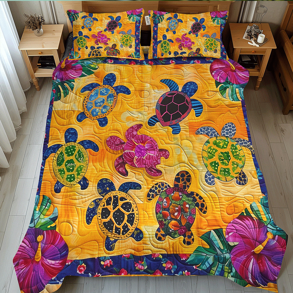 Hibiskus Schildkröte | 3-teiliges Tagesdecken-Set