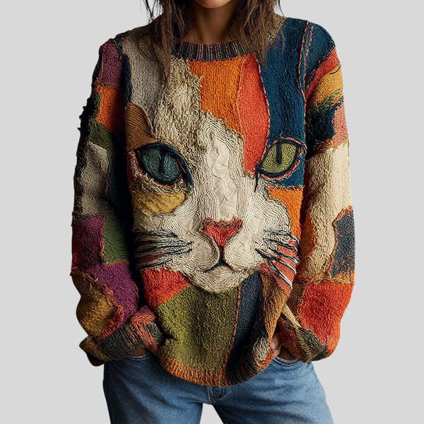 Zaira | Künstlerisches Katzen-Statement-Top
