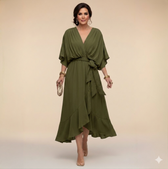 MARTA™ | CHIFFONKLEID MIT V-AUSSCHNITT
