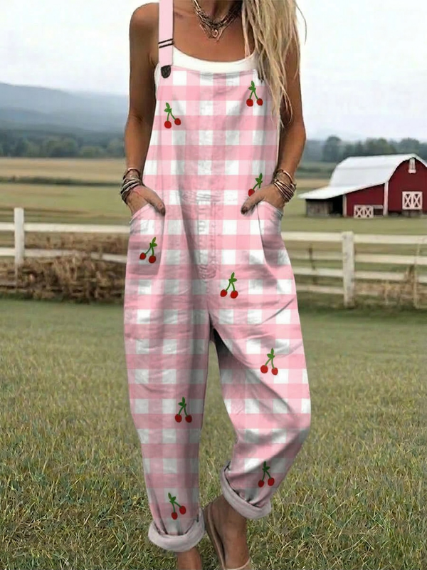 Fie | Kirsch-Karo-Jumpsuit