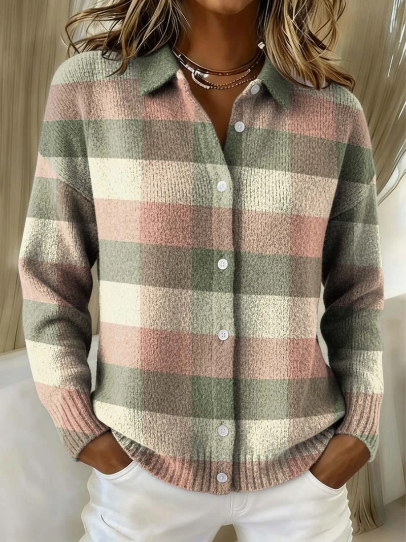 Grace | Pastellkarierter Strickcardigan
