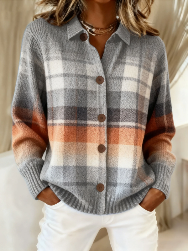 Marlene | Warmer Ombre-Plaid-Cardigan