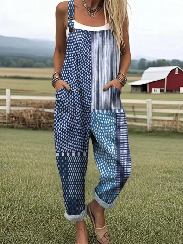 Florentina | Blauer Patchwork-Overall