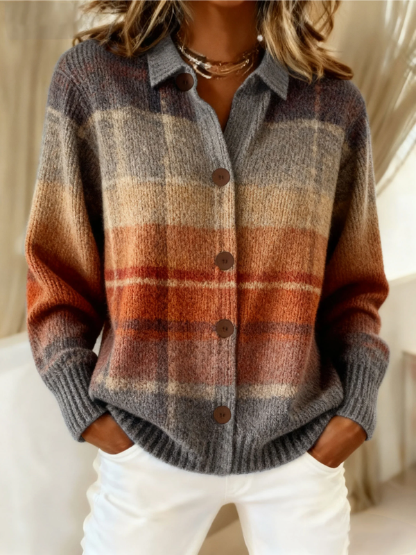 Edith | Herbst-Ombre-Plaid-Cardigan