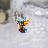 Schöne Kolibri-Halskette mit Bonus-Ohrringen