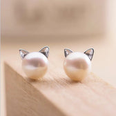 Sterling Silber Katzen Perlen Ohrstecker