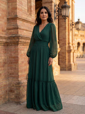Maria - Chiffonkleid mit V-Ausschnitt