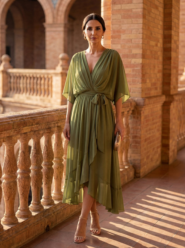 Monica - Chiffonkleid mit V-Ausschnitt