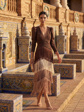 Fransenkleid Salbei