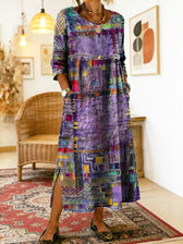 Manuela | Denim-Kleid mit ethnischen Patchwork-Details